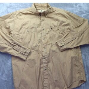 Browning Long Sleeve Button Up Shirt Mens Tan Cotton Casual Workwear Size 2XL